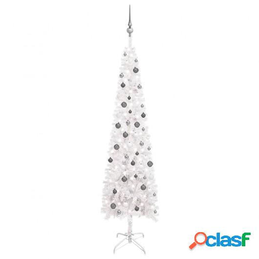 Set de árbol de Navidad estrecho con LED y bola blanco 240