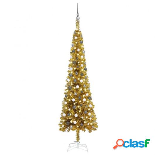 Set de árbol de Navidad estrecho con LED y bola dorado 240