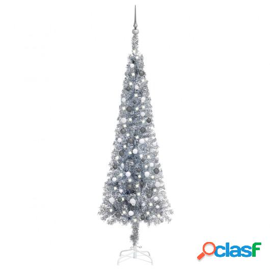 Set de árbol de Navidad estrecho con LED y bola plateado