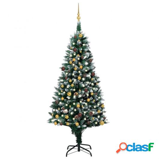 Set árbol de Navidad artificial con LED, bolas y piñas 210