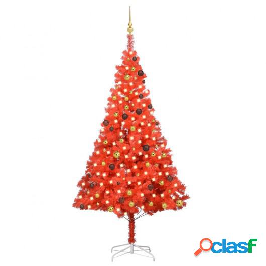 Set árbol de Navidad artificial con LED y bolas rojo 240 cm