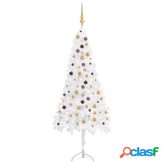 Set árbol de Navidad artificial esquina LED y bola blanco