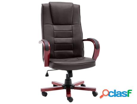 Silla de Oficina VIDAXL Marrón (Cuero - 62 x 66 x (114 -