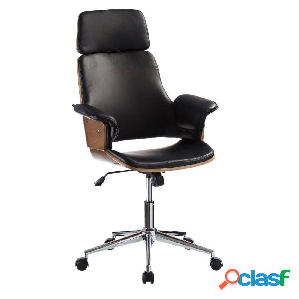 Silla de oficina negra de polipiel 67x64x113cm