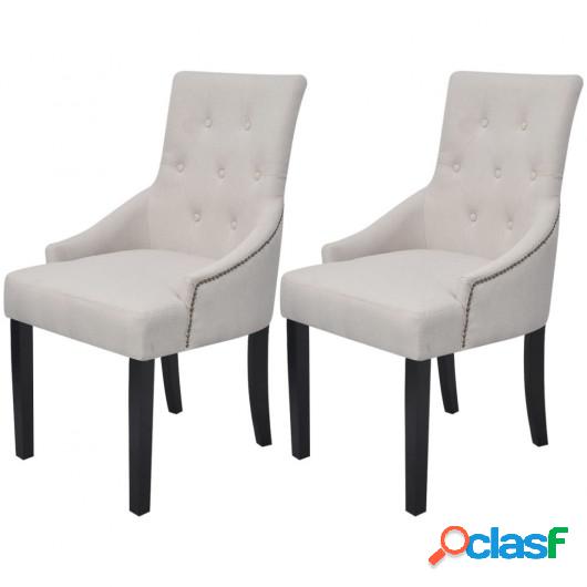 Sillas de comedor 2 unidades tela color crema