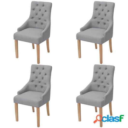 Sillas de comedor de roble 4 unidades tela gris claro