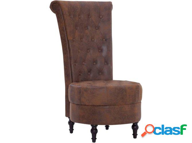 Sillón VIDAXL con respaldo alto gamuza artificial marrón