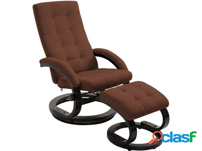 Sillón VIDAXL reclinable apoyo pies Tejido gamuza marrón