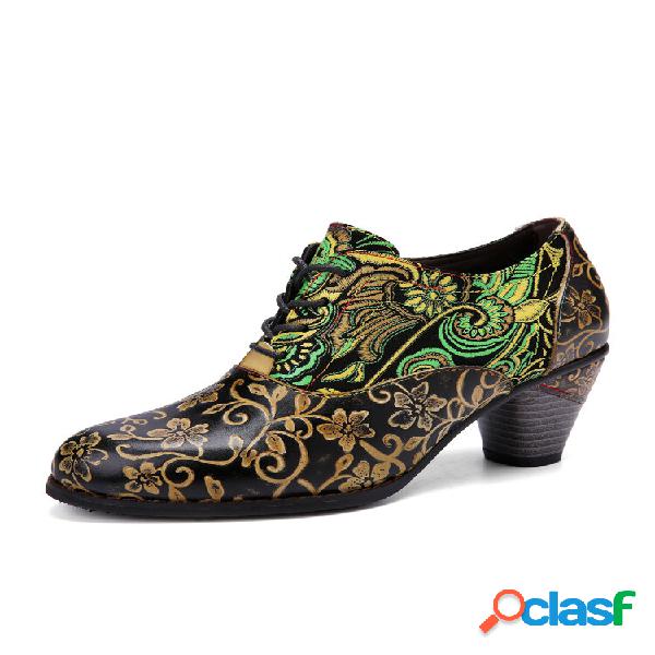 Socofy Elegant Floral Embossed Jacquard Diseño Zapatos de