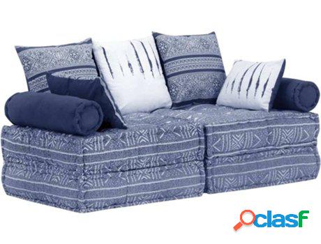 Sofá-Cama VIDAXL modular 2 plazas Tejido azul índigo