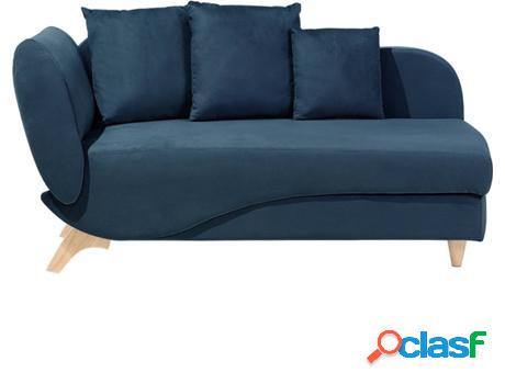 Sofá Chaise Longue Meri (Azul - Terciopelo -72x156x77 cm)