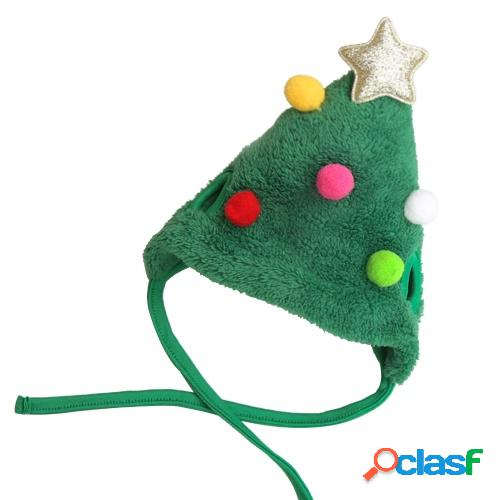 Sombrero de Navidad verde para mascotas con bolas de colores