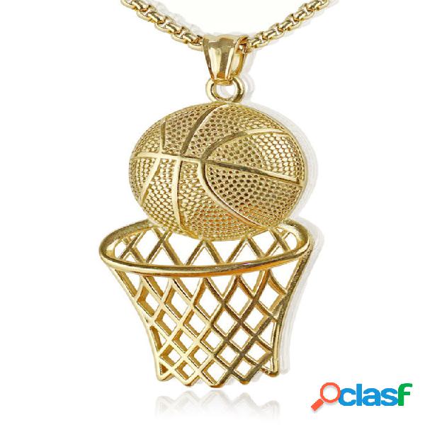 Trendy Hip Hop Basketball Hoop Basketball Colgante Collar de