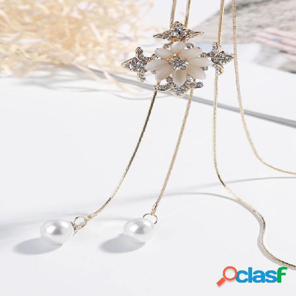 Trendy Pearl Colgante Collares con borlas para Mujer