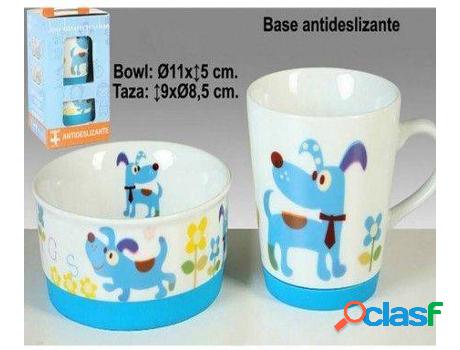 Vajilla Es HOGAR Y MÁS Juego Desayuno Perro Azul