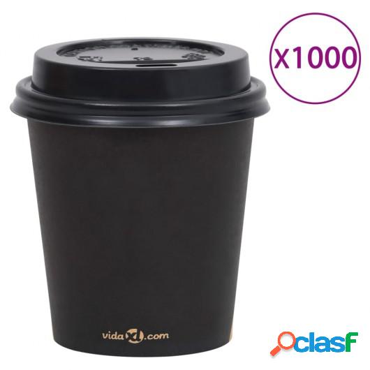 Vasos de café con tapa 200 ml 1000 uds negro
