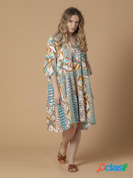 Vestido estampado étnico Turquesa