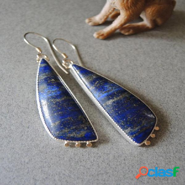 Vintage 925 plateado largo Pendientes Lapis Symmetry