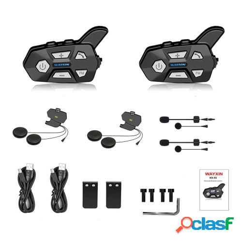 WAYXIN 2PCS Casco de motocicleta Auriculares 1200m BT