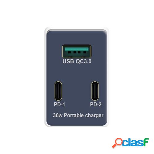 WLX-X3 3 puertos USB + Cargador tipo C Dual PD + QC3.0