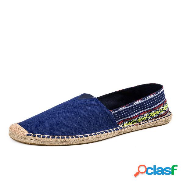 Zapatos de pescador de alpargata sin cordones de lino de