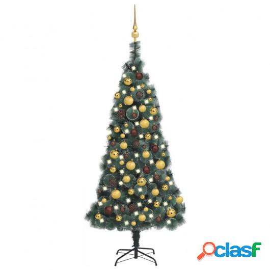 Árbol de Navidad artificial LED y bolas verde 120 cm PVC y