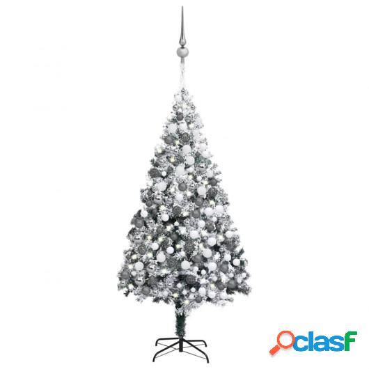 Árbol de Navidad artificial con LED bolas y nieve verde 300