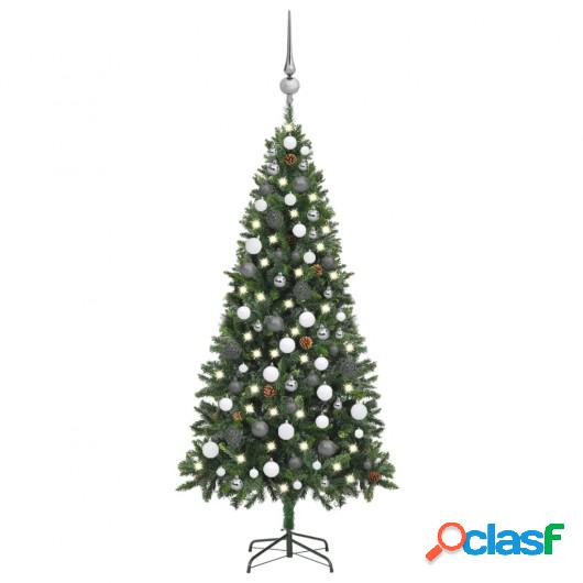 Árbol de Navidad artificial con LED, bolas y piñas 180 cm