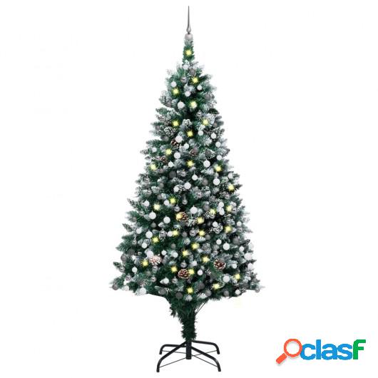Árbol de Navidad artificial con LED, bolas y piñas 240 cm