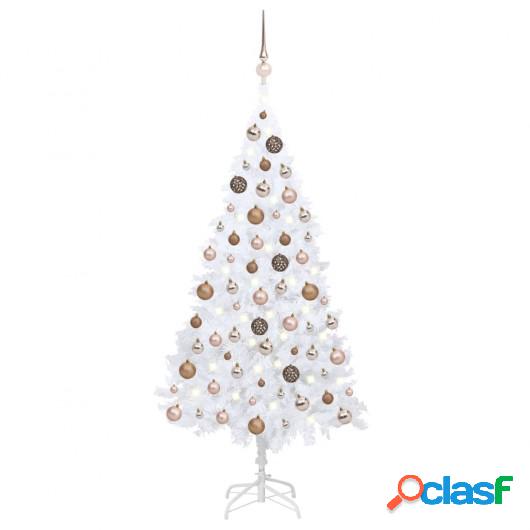 Árbol de Navidad artificial con LED y bolas PVC blanco 150