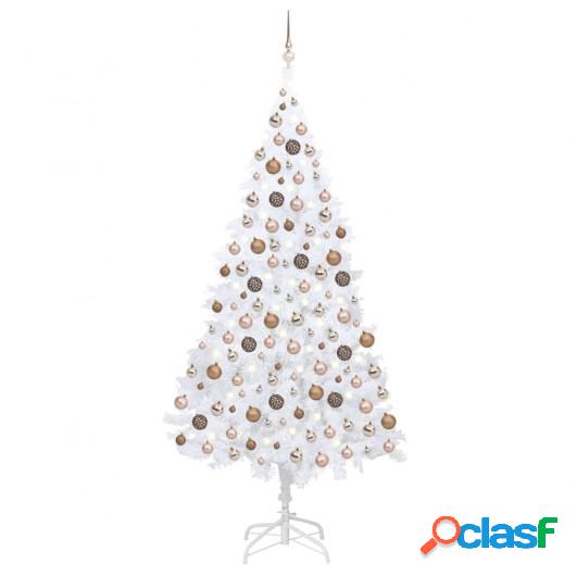 Árbol de Navidad artificial con LED y bolas PVC blanco 210