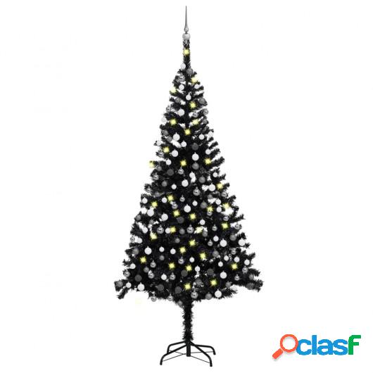 Árbol de Navidad artificial con LED y bolas PVC negro 240