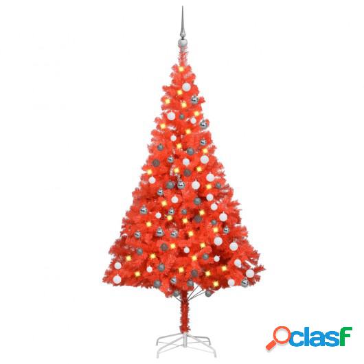 Árbol de Navidad artificial con LED y bolas PVC rojo 180 cm