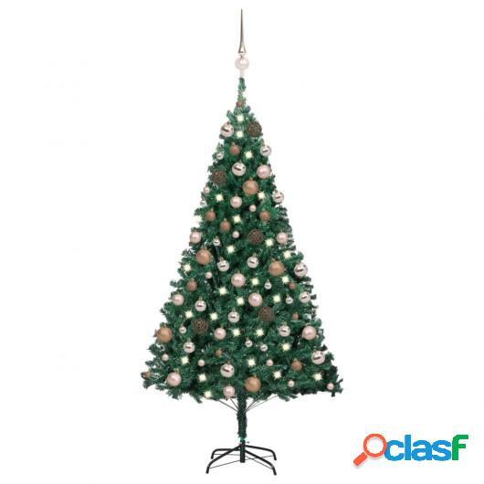 Árbol de Navidad artificial con LED y bolas PVC verde 180