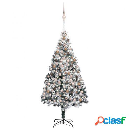 Árbol de Navidad artificial con LED y bolas PVC verde 210