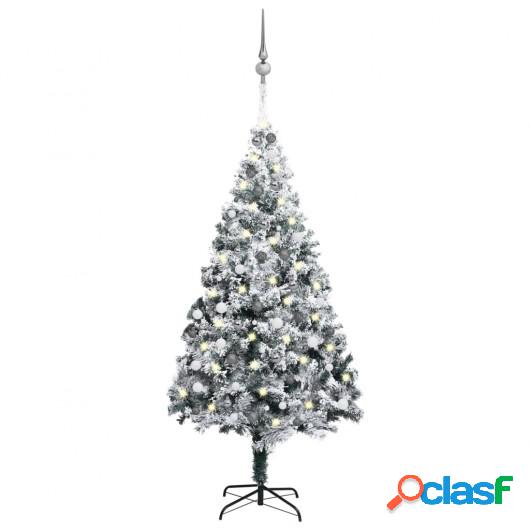Árbol de Navidad artificial con LED y bolas PVC verde 240