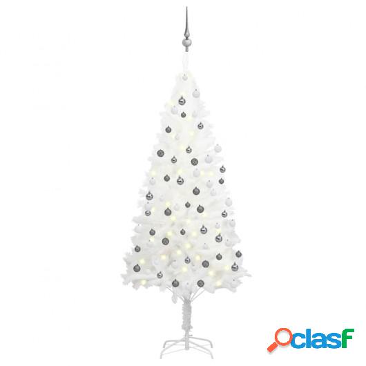 Árbol de Navidad artificial con LED y bolas blanco 180 cm