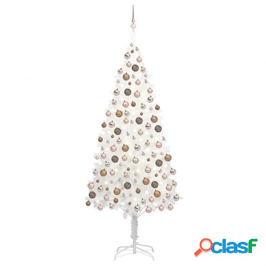 Árbol de Navidad artificial con LED y bolas blanco 210 cm