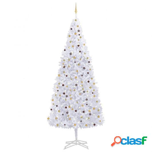 Árbol de Navidad artificial con LED y bolas blanco 500 cm