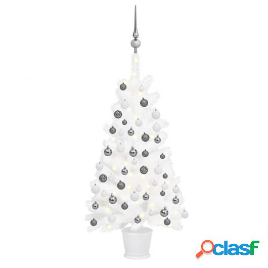 Árbol de Navidad artificial con LED y bolas blanco 65 cm