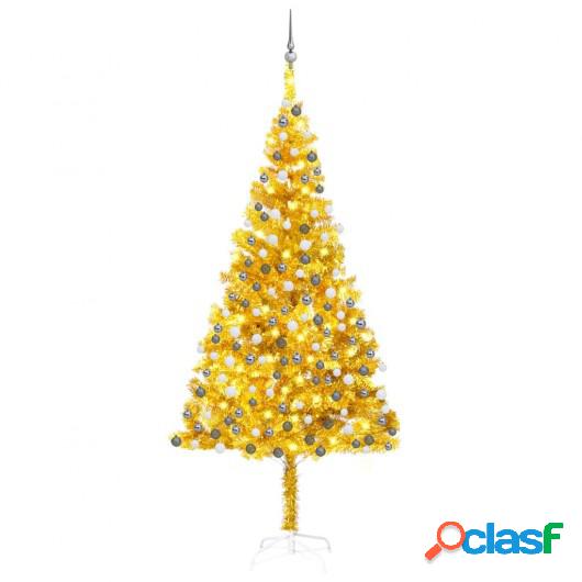 Árbol de Navidad artificial con LED y bolas dorado PET 240