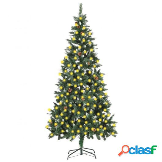 Árbol de Navidad artificial con LED y piñas 210 cm