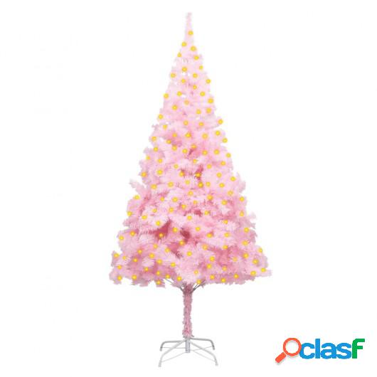 Árbol de Navidad artificial con LED y soporte rosa PVC 210