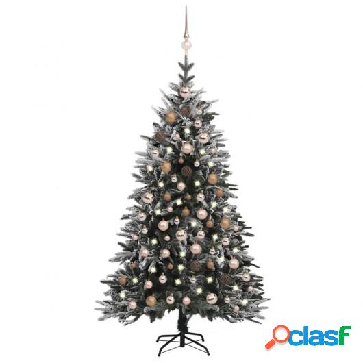 Árbol de Navidad con LED bolas y nieve flocada 180 cm PVC y