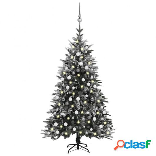 Árbol de Navidad con LED bolas y nieve flocada 210 cm PVC y