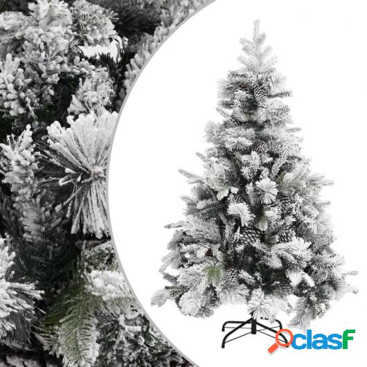 Árbol de Navidad con nieve flocada y piñas PVC y PE 150 cm