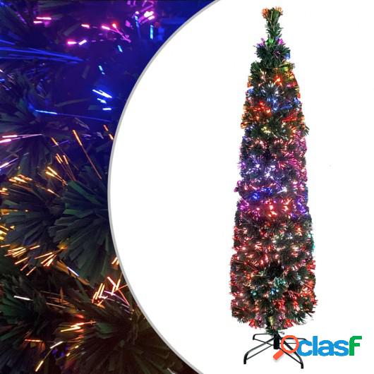 Árbol de Navidad estrecho artificial soporte fibra óptica