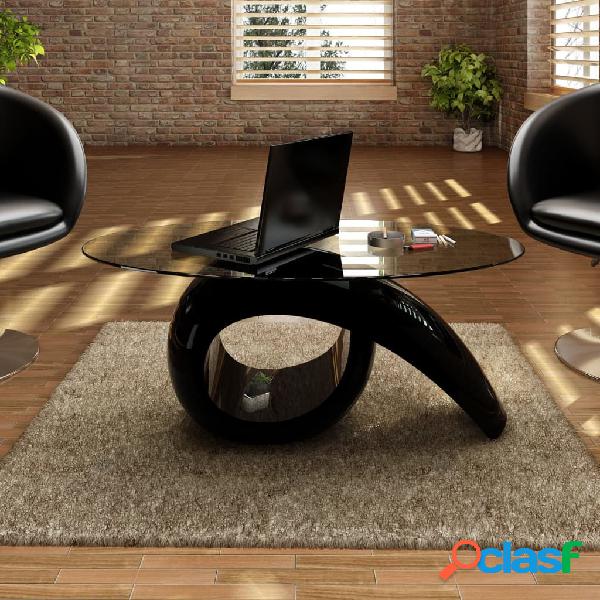 vidaXL 240432 Coffee Table with Oval Glass Top High Gloss