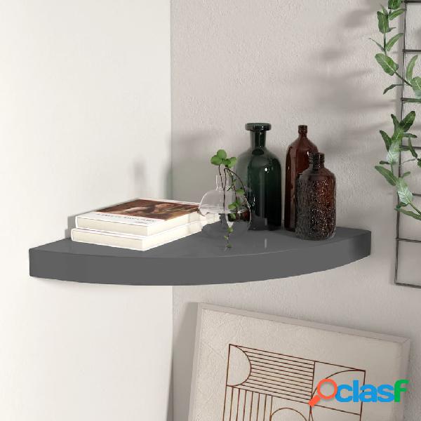 vidaXL 323913 Floating Corner Shelf High Gloss Grey