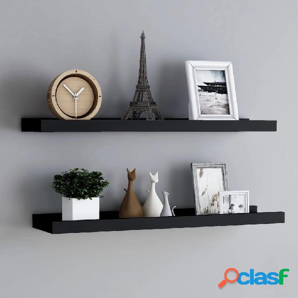 vidaXL 323933 Picture Frame Ledge Shelves 2 pcs Black 80x9x3